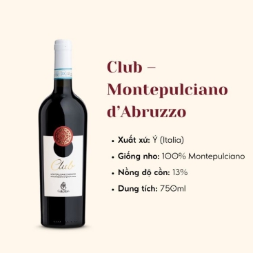 Rượu Vang Ý Club Montepulciano d’Abruzzo DOP 2024