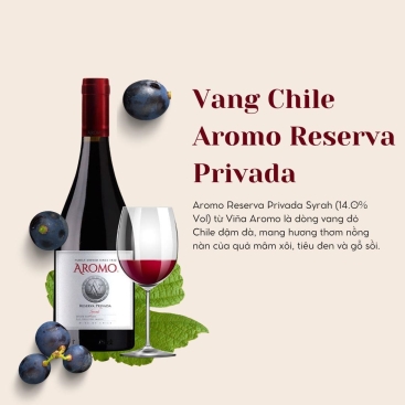 Rượu vang đỏ Chile Aromo Reserva Privada Syrah (14.0%/Vol)