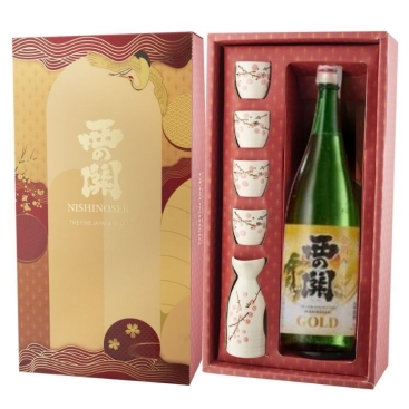 Hộp quà rượu sake Nishinoseki Lá vàng 1800ml