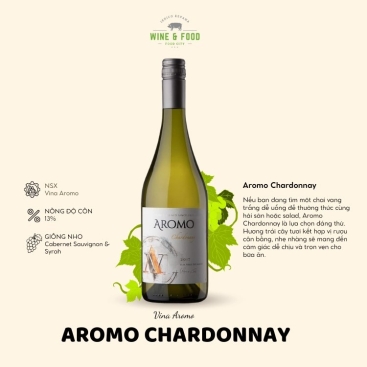 Rượu vang Chi Lê Aromo Chardonnay - vang trắng nhập khẩu (13%/Vol) Viña Aromo