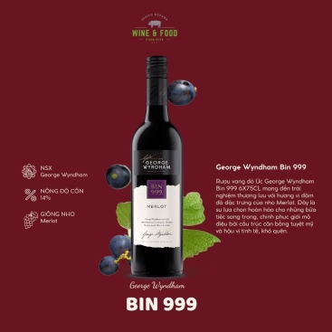 Rượu vang đỏ Úc George Wyndham Bin 999 6X75CL