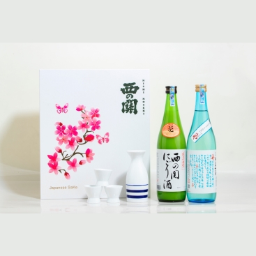 Hộp quà rượu Hoa Anh Đào Nishino Seki Nigori + Hiya 720ml