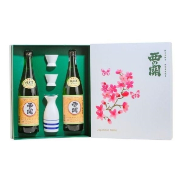 Hộp quà sake Nishino Seki Junmaishu họa tiết Hoa Anh Đào 720ml