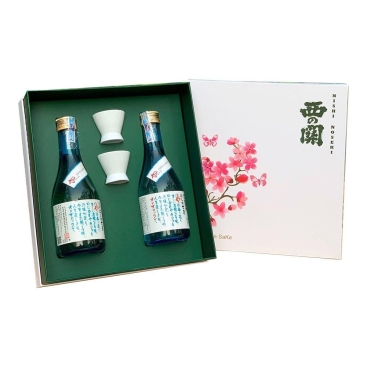 Hộp quà rượu sake Nishino Seki Hiya họa tiết Hoa Anh Đào 300ml