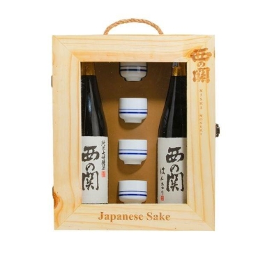 Quà Tết rượu sake hộp gỗ Nishino Seki Hannary cao cấp 