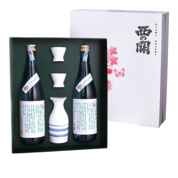 Quà Tết rượu sake Nishino Seki Hiya họa tiết Hoa Anh Đào